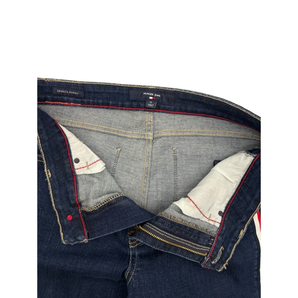 Tommy Hilfiger Tribeca Skinny Jeans Womens 10 Stripe Side Stretch Denim 32x28.5 - Picture 4 of 12